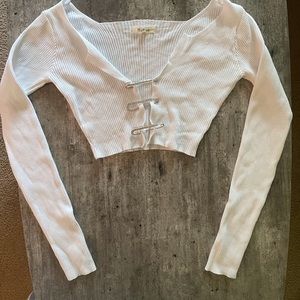 Rhinestone Safety Pin Crop Top